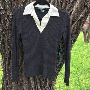 Ralph Lauren Charcoal Silk & Cashmere XSmall NWT